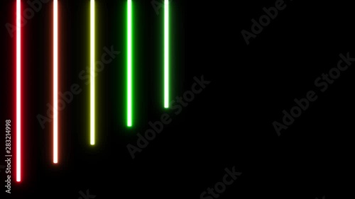 Vertical glowing laser light opens in a dark background suitable for  ultraviolet spectrum, blue violet neon lights, laser show, night club, equalizer, abstract fluorescent background.,4K video