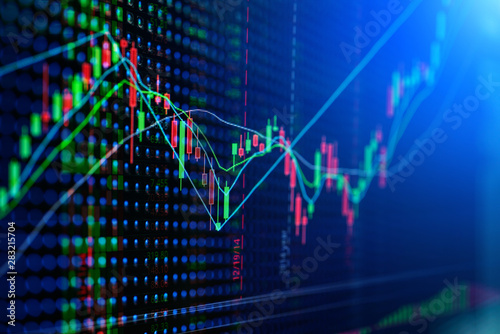 Schilderij op canvas financial stock chart market ld display trading board screen business concept