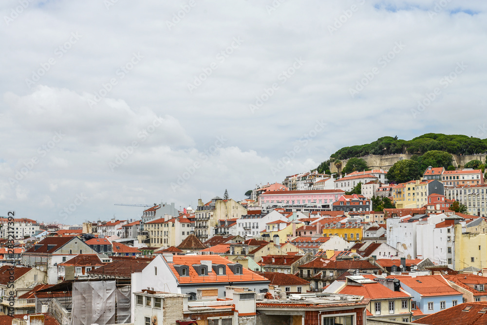 Panoramic view of Lisbon with Lisbon Castle