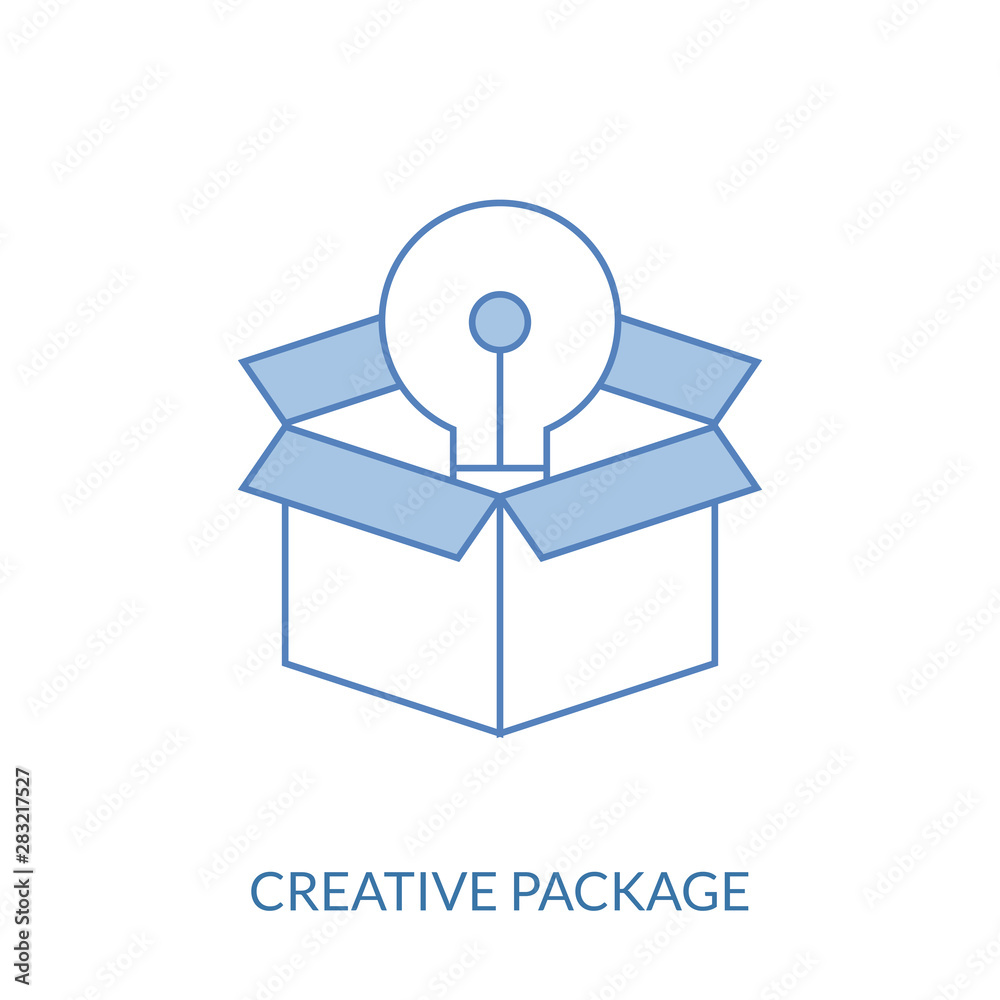 Open box with light bulb line icon. Idea, creativity, solution. Startup concept. Vector illustration can be used for topics like business, innovation