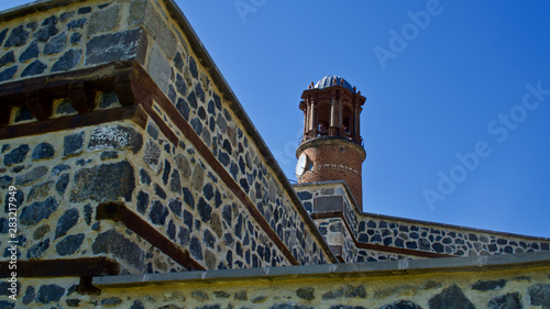 Erzurum historical clock tower and castle