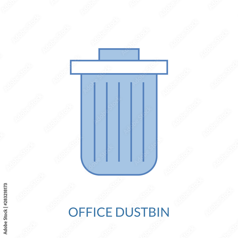 Garbage can. Line icon with editable stroke with shadow Garbage can. Line icon with editable stroke with shadow
