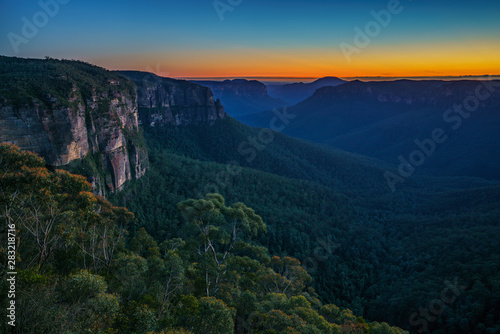 blue hour at govetts leap lookout, blue mountains, australia 8