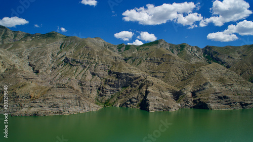 Erzurum  Tortum lake  cliff mountains and cloud reflection in water