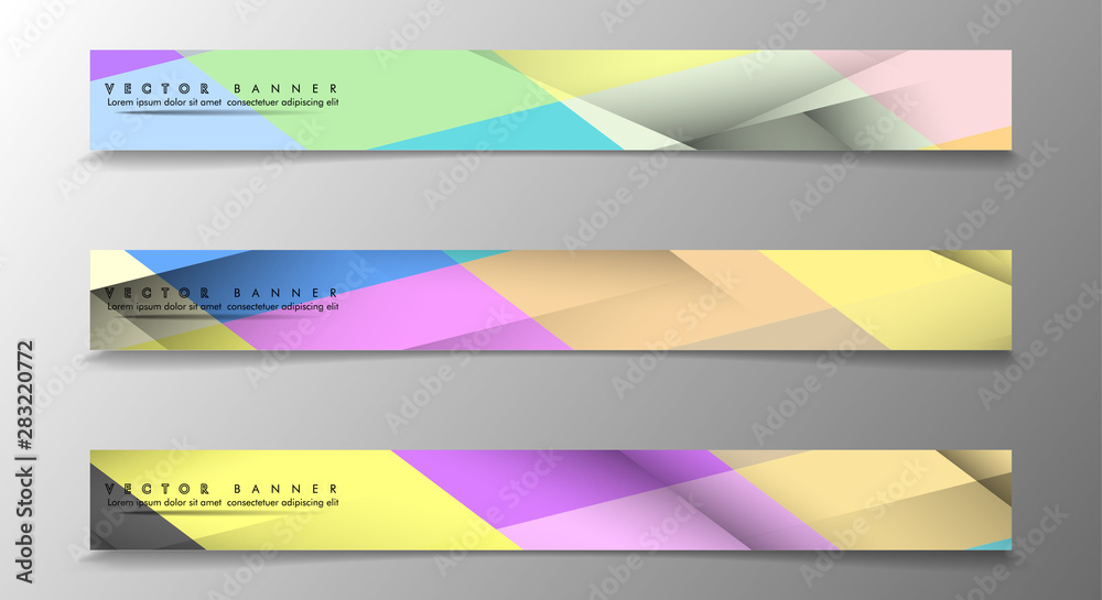 Set of Banners with Multicolor Backgrounds. Geometric Abstract Modern Vector Illustration