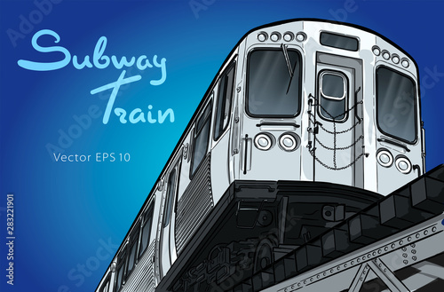 Subway train. Hand drawn sketch vector illustration