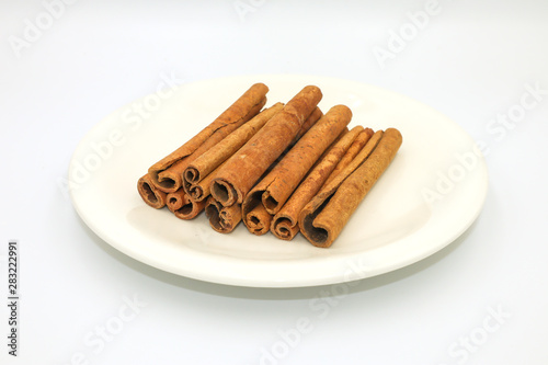 Cinnamon stick on isolated white background