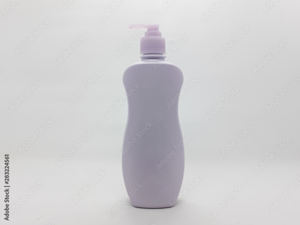 Blank Hand Push Spray Foam Bottle Packaging in White Isolated background Blank Hand Push Spray Foam Bottle Packaging in White Isolated background