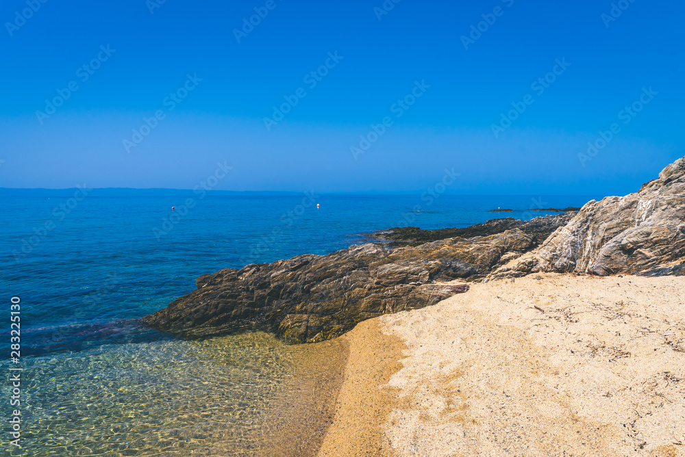 Beautiful sea, rocks, forests and beaches in Greece