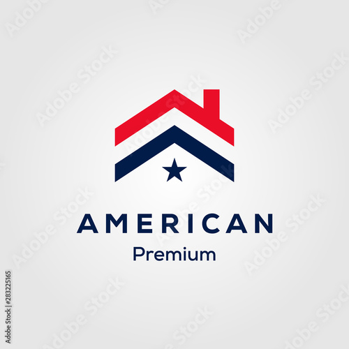 american flag house premium house mortgage logo vector