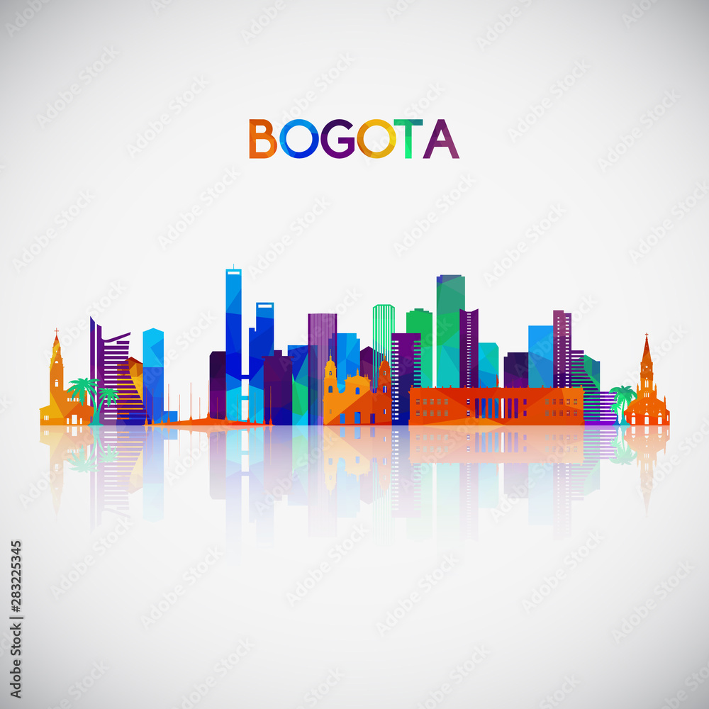 Bogota skyline silhouette in colorful geometric style. Symbol for your design. Vector illustration.