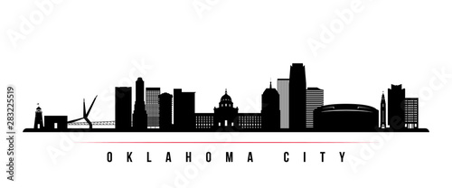 Oklahoma City skyline horizontal banner. Black and white silhouette of Oklahoma City, USA. Vector template for your design. photo