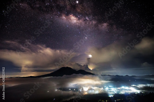 Night Sky Milky Way Mount Agung Bali Indonesia