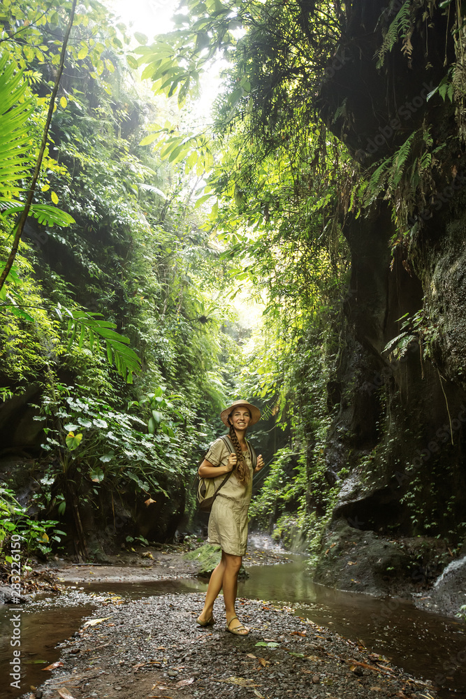 Woman in jungle on Bali, Indonesia Woman in jungle on Bali, Indonesia