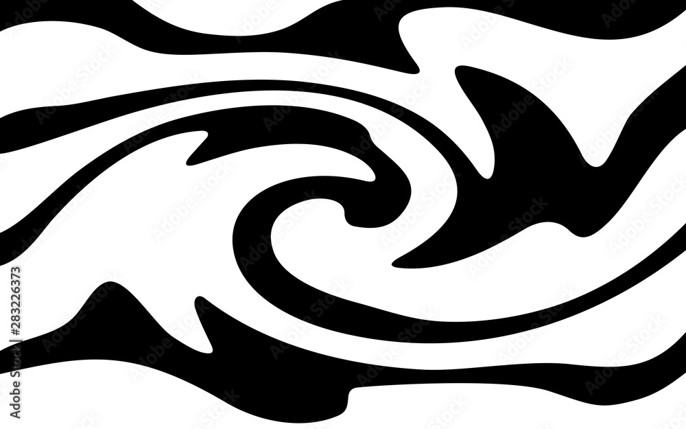 Obraz premium Black swirling waves, vector illustration
