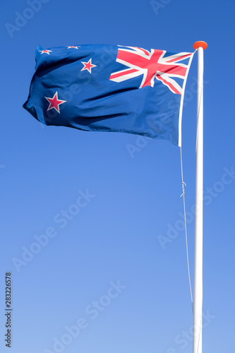 flag of New Zealand flying in the wind