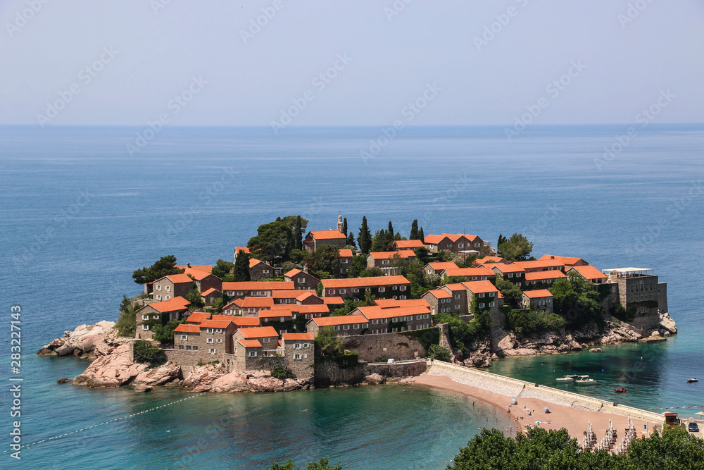 Sveti Stefan island near city of Budva on Adriatic coast, Montenegro