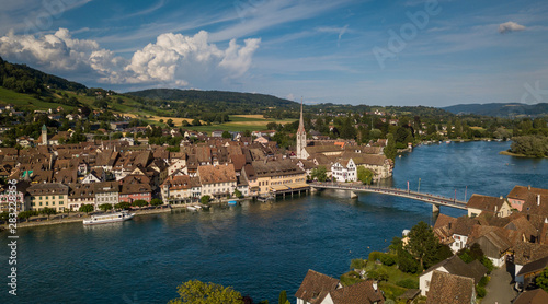 Fotografie Aerial view of Stein-Am-Rhein medieval city near Shaffhausen, Switzerland