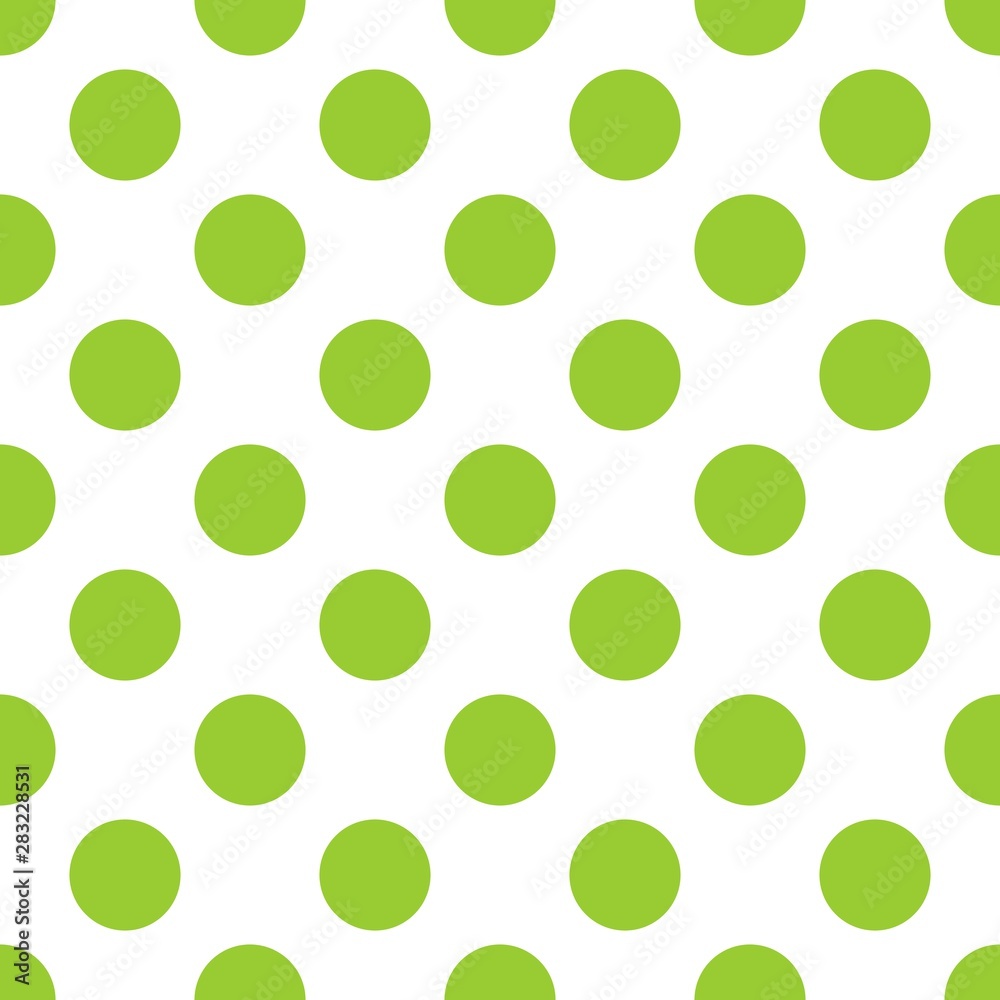 Tile vector pattern with green polka dots on white background for seamless decoration wallpaper
