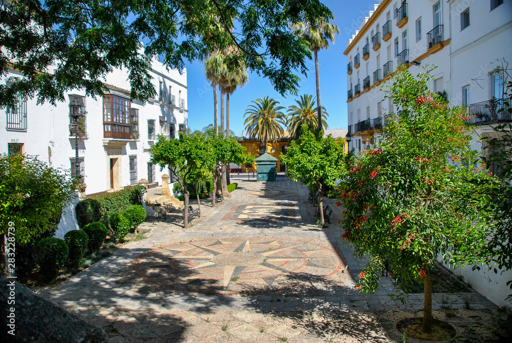 Andalusia street view of Puerto de Santa Maria in Spain in summer