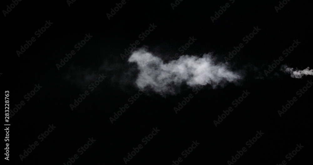 White smoke cloud isolated on black background White smoke cloud isolated on black background