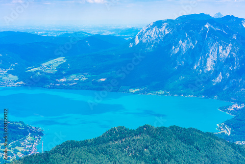 View of Attersee lake from Schafberg mountain, Austria