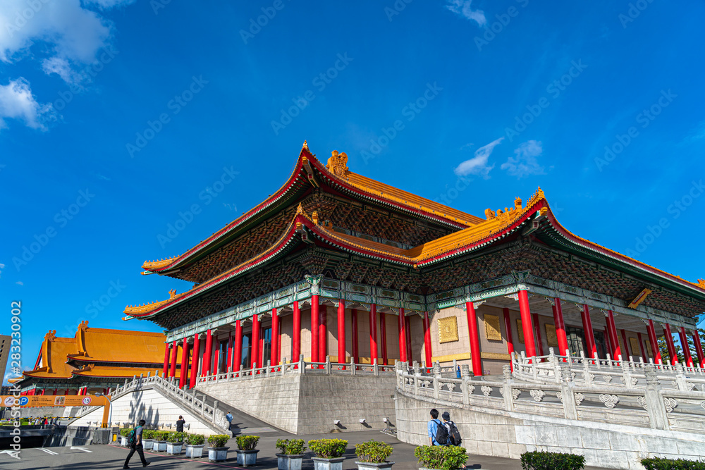 Gate 1 of The National Theater of Taiwan, a chinese style architecture inside the National Taiwan Democracy Memorial Hall area. Taipei, Taiwan