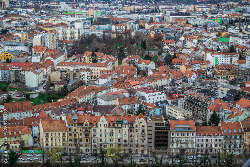 Graz city view from Schlossberg