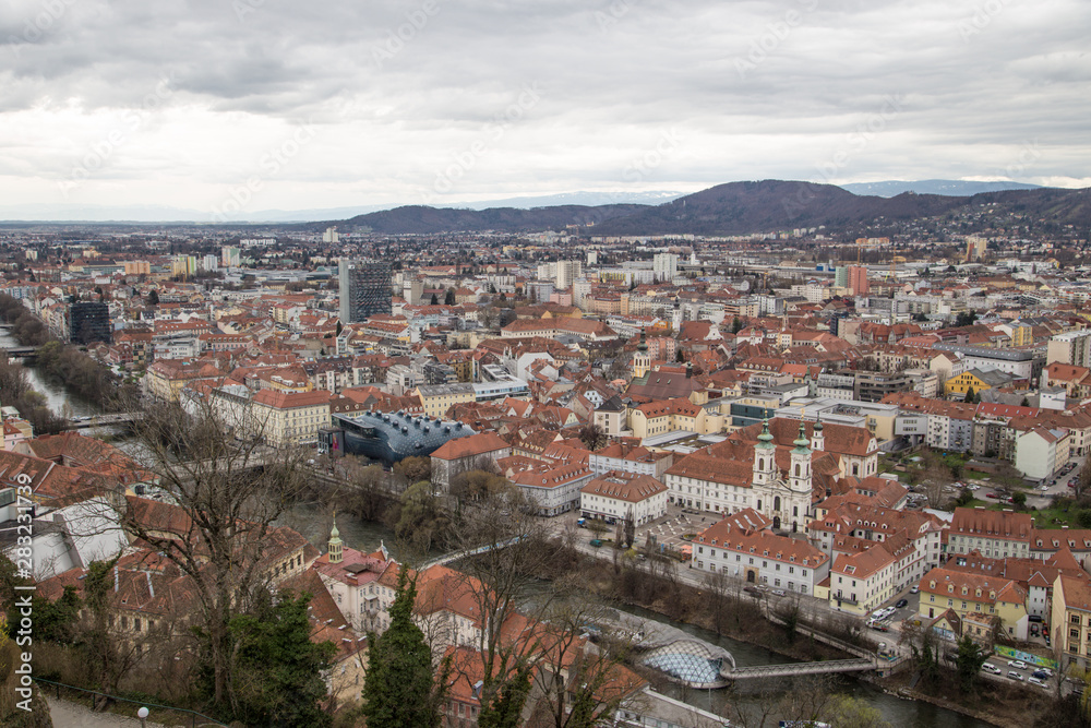 Graz city view from Schlossberg