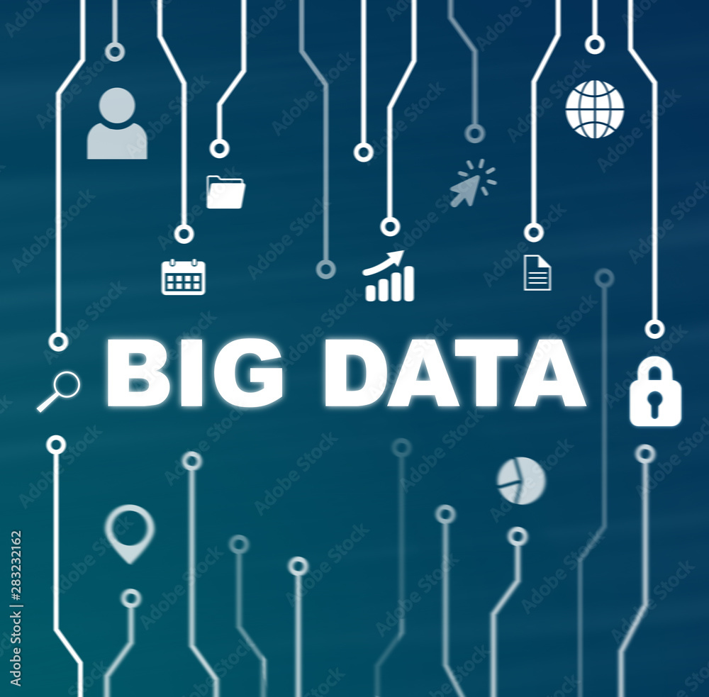 Big data technology and Internet concept on blue background Big data technology and Internet concept on blue background