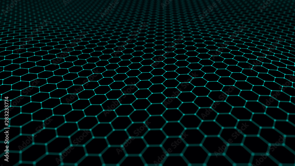 Futuristic hexagon abstract background. Analysis and automation of data on artificial intelligence. Big data. 3D rendering. 4k Futuristic hexagon abstract background. Analysis and automation of data on artificial intelligence. Big data. 3D rendering. 4k