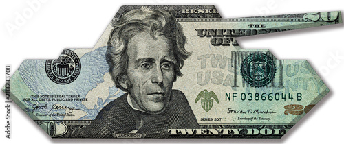 Tank with pattern of a banknote photo