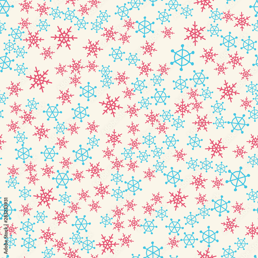 Hand drawn doodle falling snowflakes, seamless pattern. Hand drawn doodle falling snowflakes, seamless pattern.