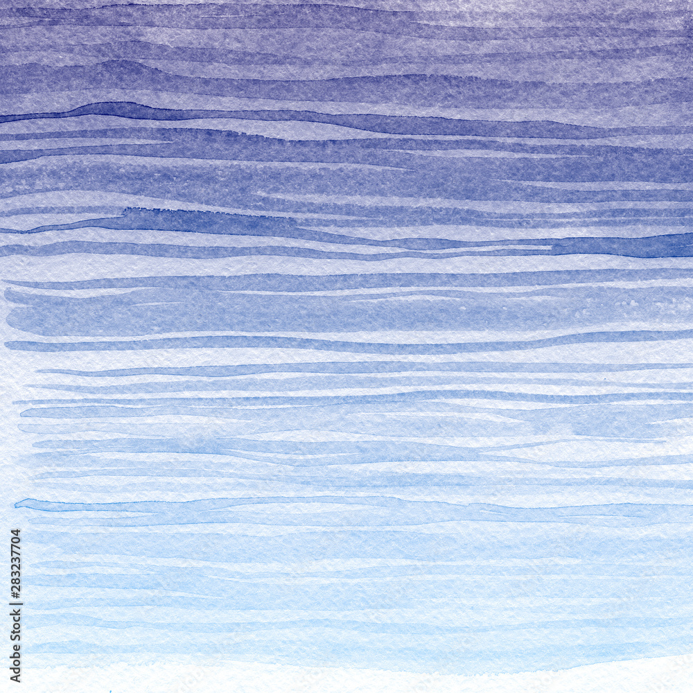 Obraz premium Striped watercolor background. Light blue and violet horizontal lines.