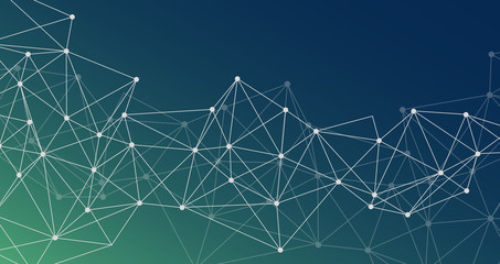 Technology network with connections on blue background