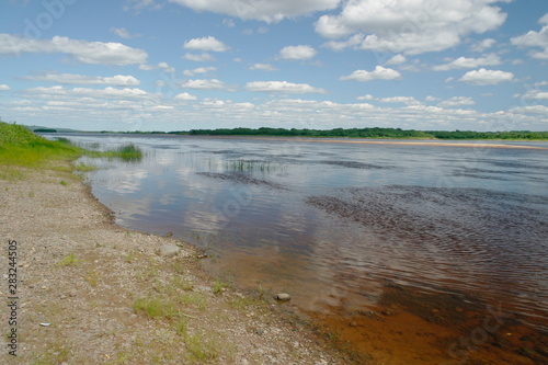 Summer Northern landscape, Pinega river, Arkhangelsk region, Russia