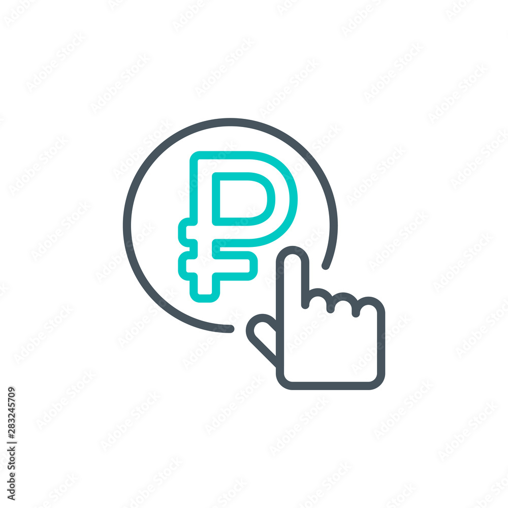 coin button to pay outline flat icon. Single high quality outline logo symbol for web design or mobile app. Thin line coin bank logo. Black and blue to pay icon pictogram isolated on white background coin button to pay outline flat icon. Single high quality outline logo symbol for web design or mobile app. Thin line coin bank logo. Black and blue to pay icon pictogram isolated on white background