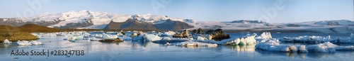 Fantastic floating icebergs in Jokulsarlon glacier lagoon.