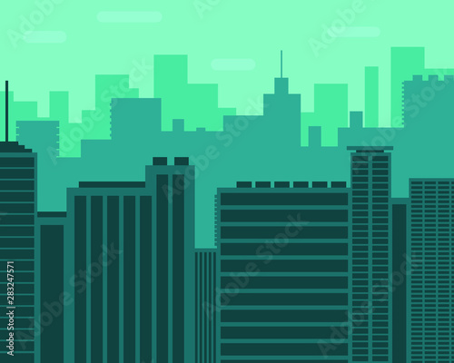 Abstract blue flat city landscape background illustration vector