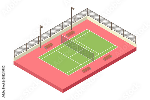 Isometric Tennis Outdoor Court Illustration