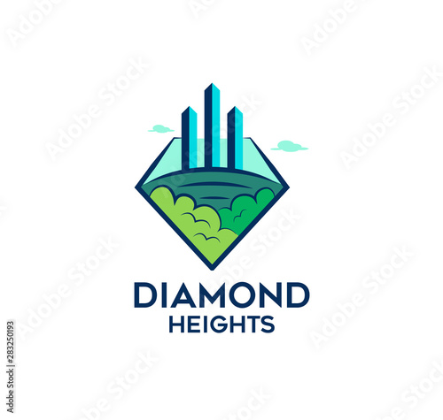 building construction logo in diamond shape colored