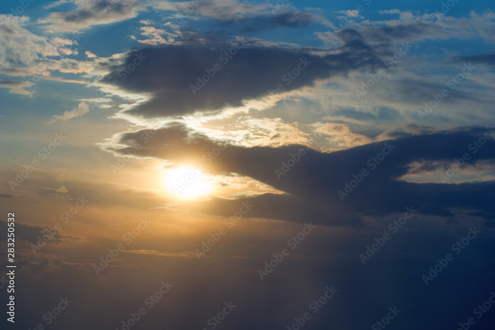 sunset from a bird's eye view. bright dawn sunset from a bird's eye view. bright dawn
