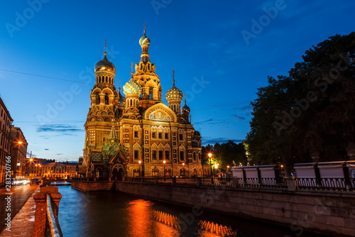 Church of the Savior on Blood at night  Saint-Petersburg  Russia