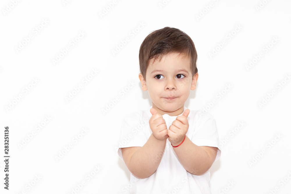 emotional boy on a light background emotional boy on a light background