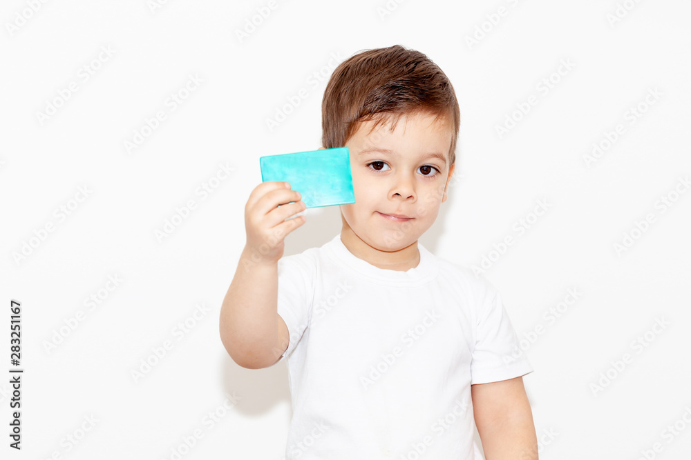 emotional boy on a light background