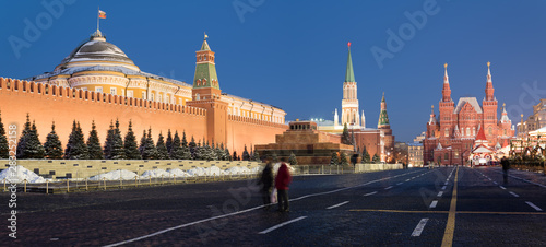 Photography Panoramic view of the State Historical Museum of Russia, Kremlin's wall  and Len
