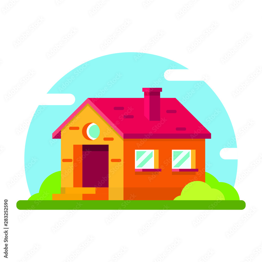 Vector flat illustration of a country house Vector flat illustration of a country house