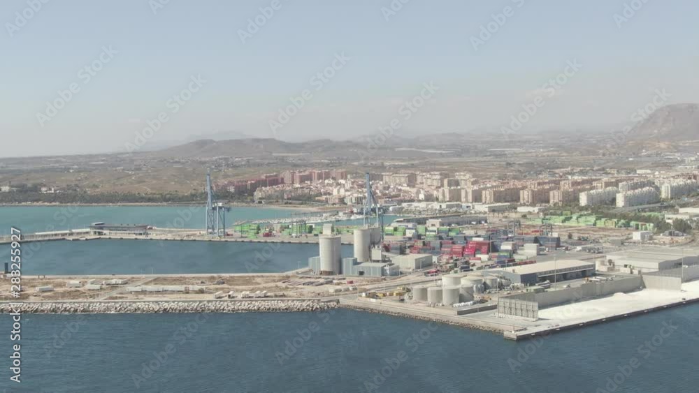 Flight over the Spanish port of Alicante. Aerial shot. Flight over the Spanish port of Alicante. Aerial shot.