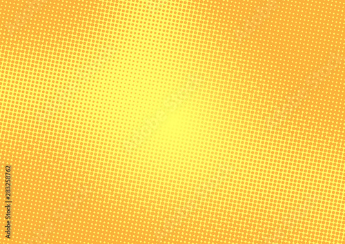 Fototapet Yellow and orange pop art background with halftone dotted design in retro comic