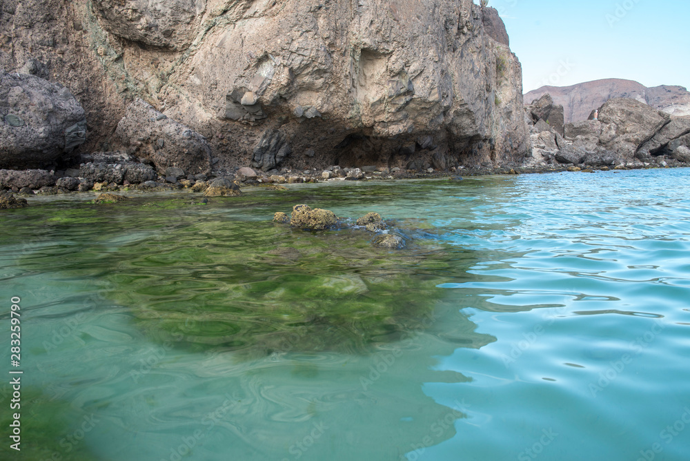 cristal clear water of Balandra Beach, in La Paz bay, Baja California Sur., by the Sea Of Cortes. MEXICO